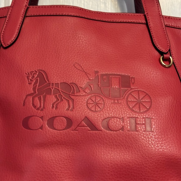 Coach Tote 27 Red Embossed Leather Tote and Wallet - Picture 3 of 14